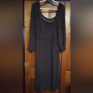 GAP- Brown Long Sleeve Dress with White Dots